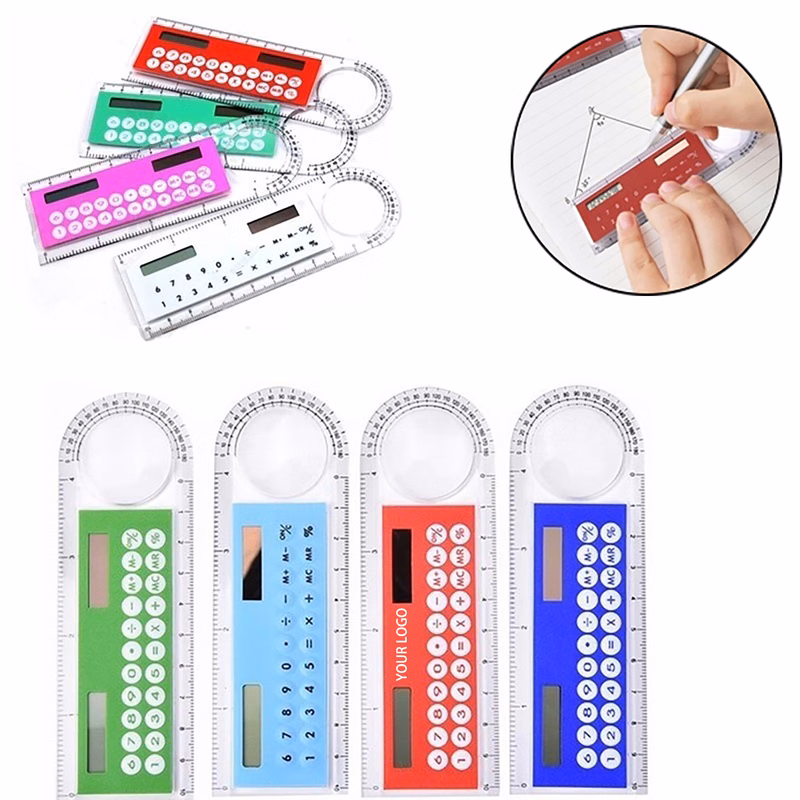 Ultra-thin Ruler With Solar Calculator Magnifier