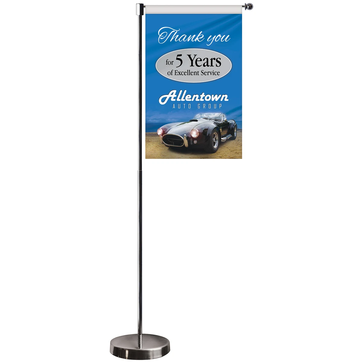 11-19.7" Metal Telescopic Flagpole with One Single Reverse Banner 1