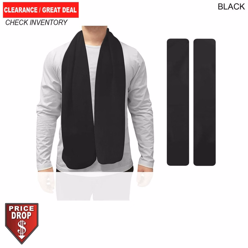 Black Scarf, Size 8"x60", Ultra Soft and Smooth Microfleece Fabric, Blank Only