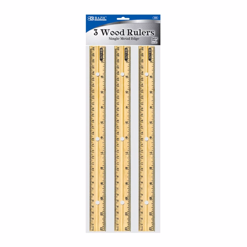 Wooden Rulers - 3 Pack 12"