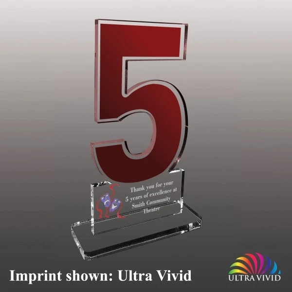Number Five Shaped Acrylic Award - Ultra Vivid Color 1