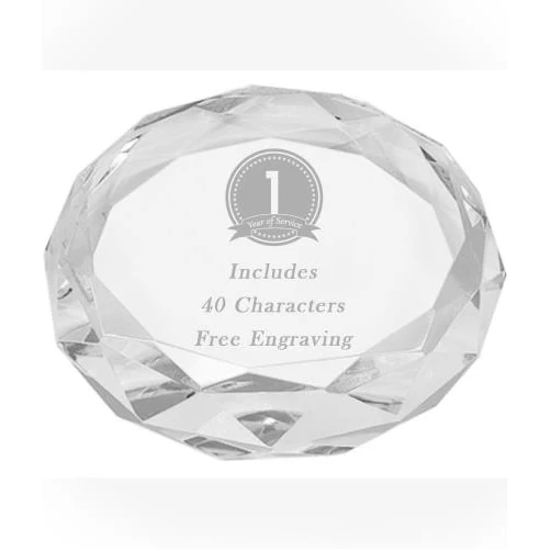 Crystal circle Facet Paperweight 3" 1