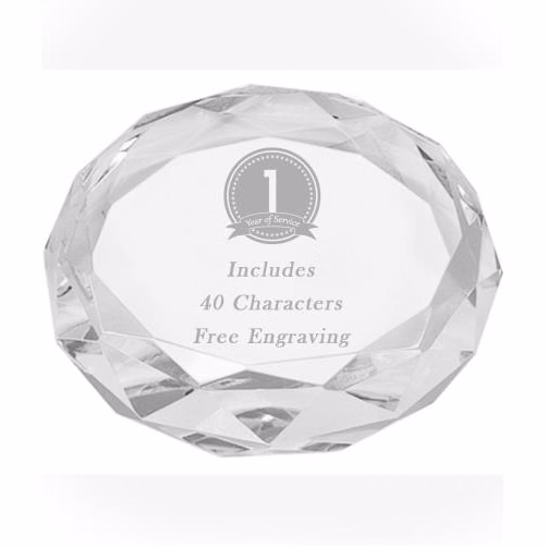Crystal circle Facet Paperweight 3"