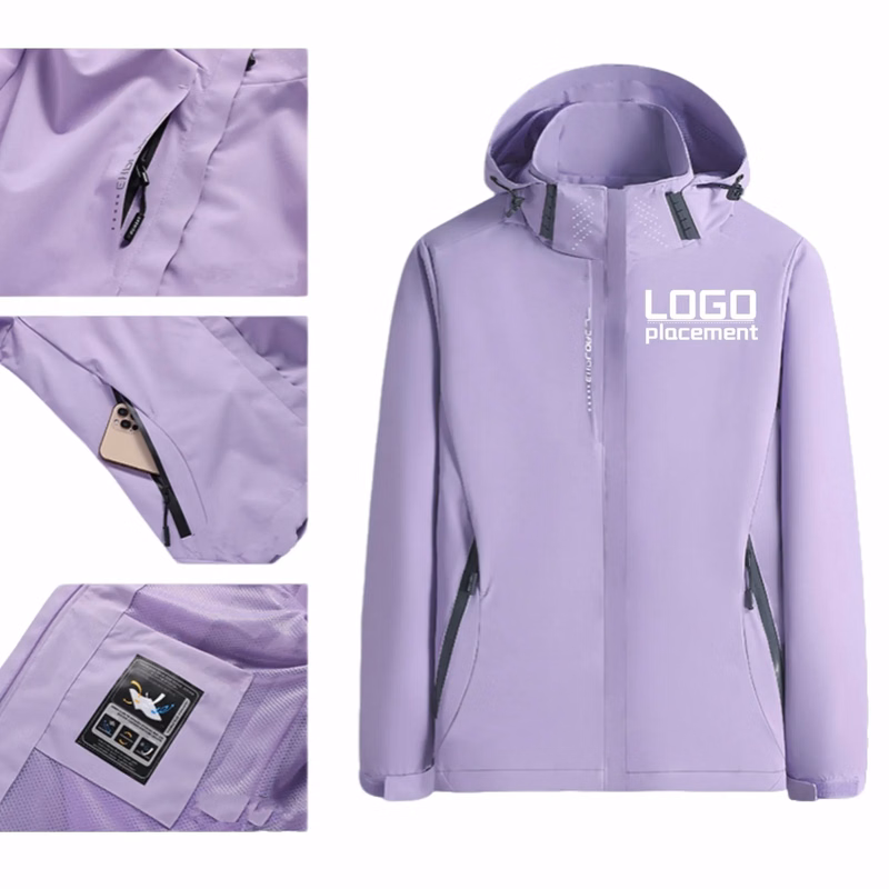 Unisex Outdoor Hooded Single-Layer 3-Proof Hiking Jacket