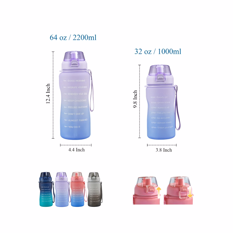 64 oz Large Capacity Wide-Mouth Water Bottle With Strap