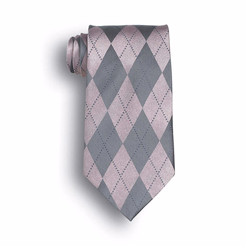 Pink Grey Argyle Silk Tie