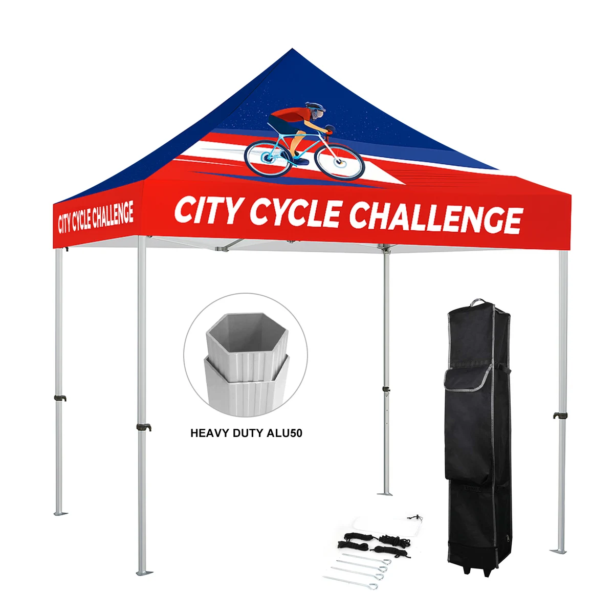 10'X10' Deluxe 50mm Hex Aluminum Frame W/Dye Sublimation Canopy 1