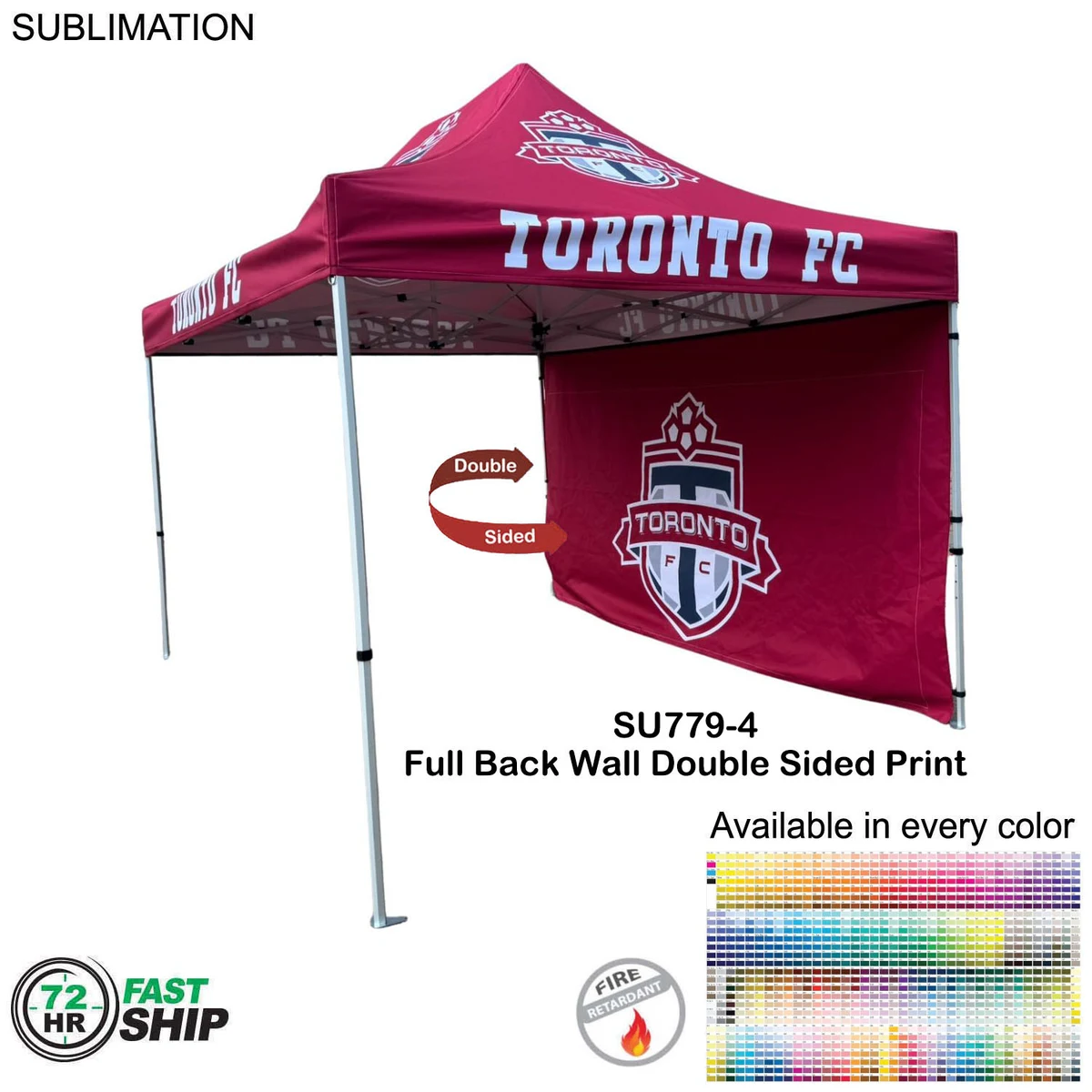 72Hr Fast Ship - Full 15' Back Wall for 10x15 Tent Kit, Sublimated, Double Sided Print 1