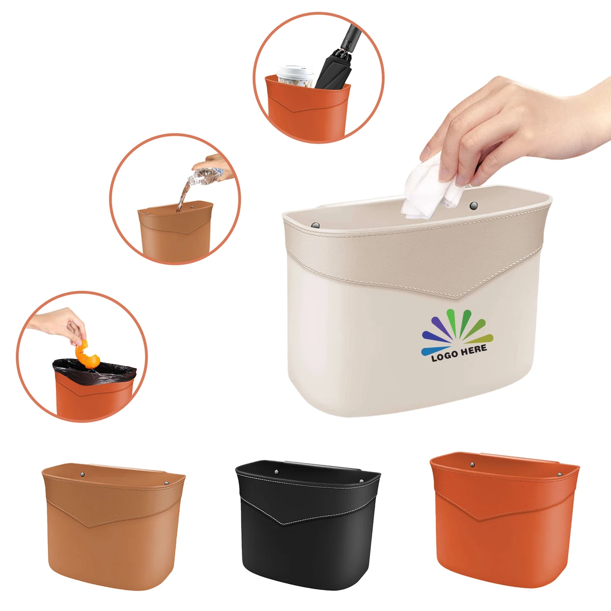 Automobile Leather Trash Garbage Bin 1
