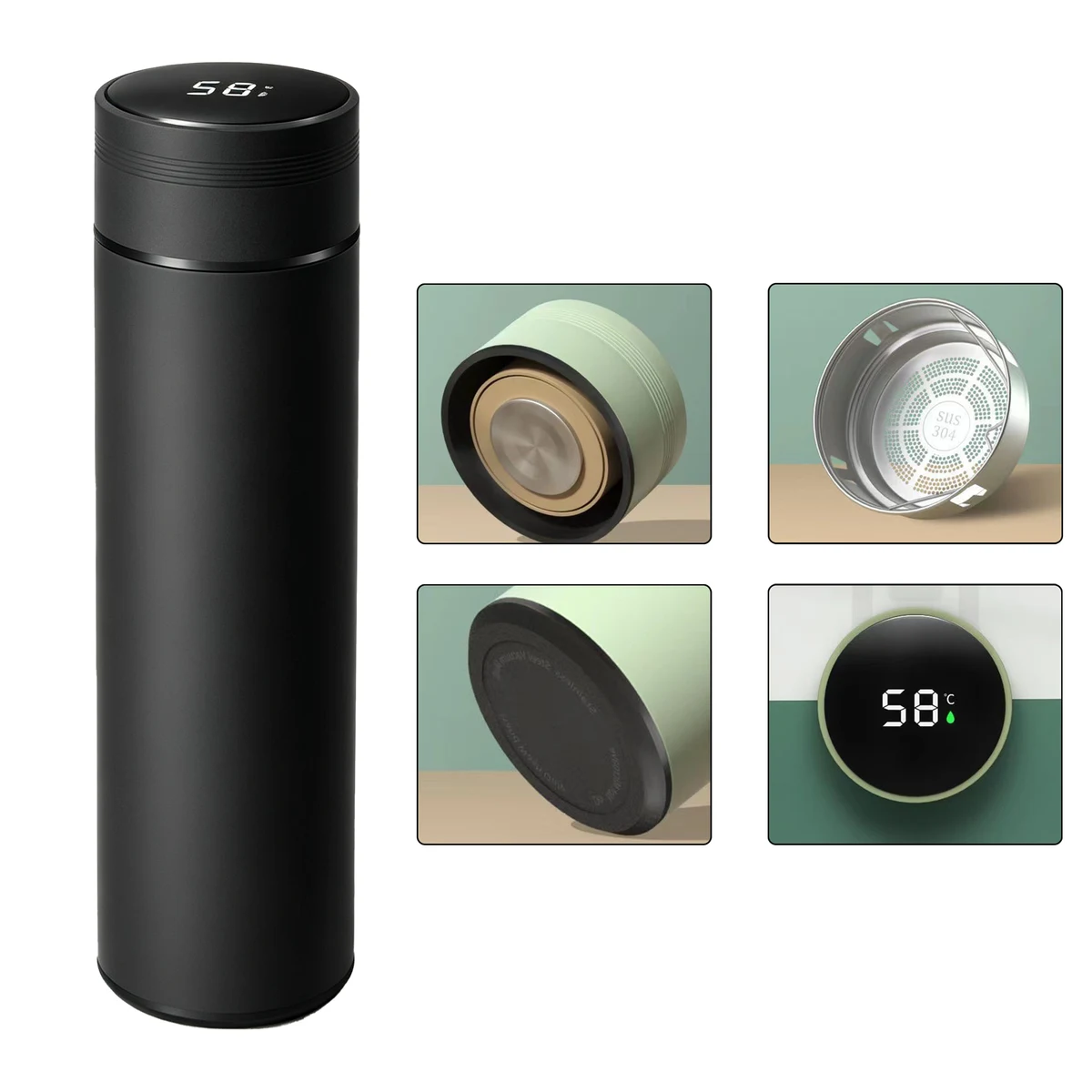 Temperature Display Stainless Steel Vacuum Insulated Bottle, custom water bottle with logo imprint 1