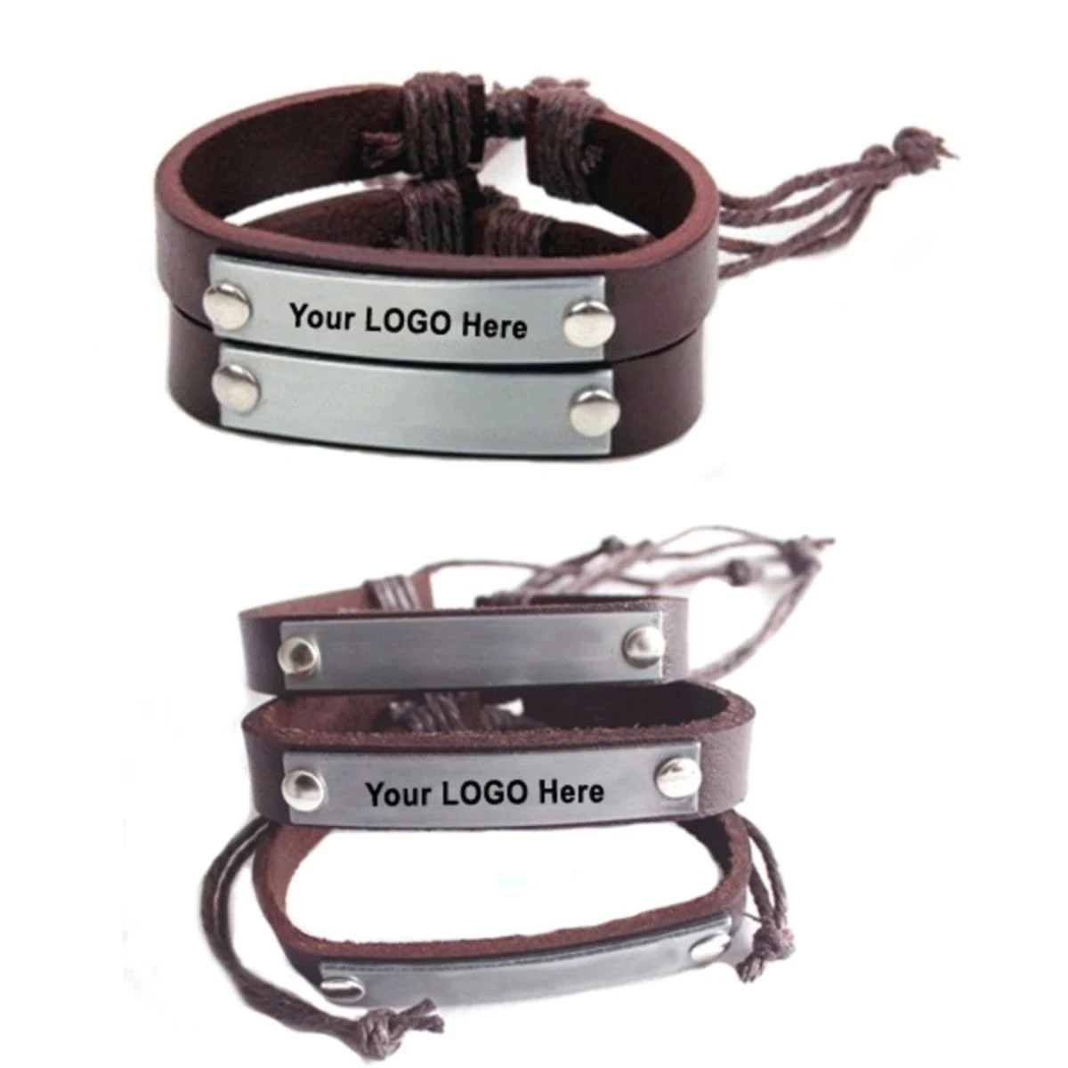 Leather Bracelet with Metal Plate
1