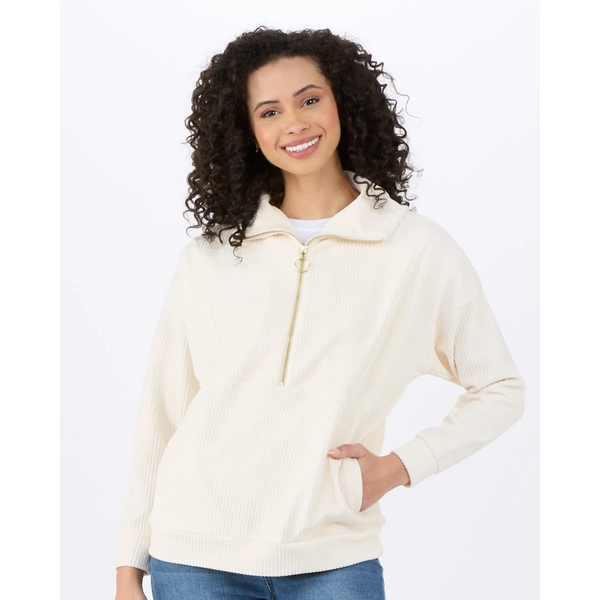Women's Manchester Corded Quarter-Zip Pullover - BW5203 1
