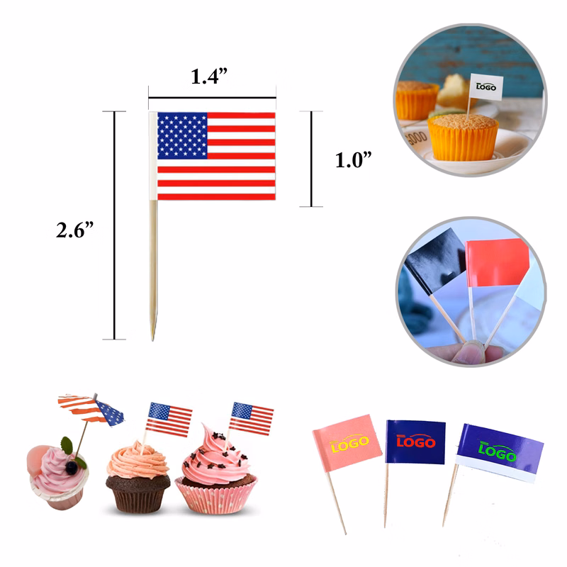 MOQ500 Custom Toothpick Flags In Various Shapes