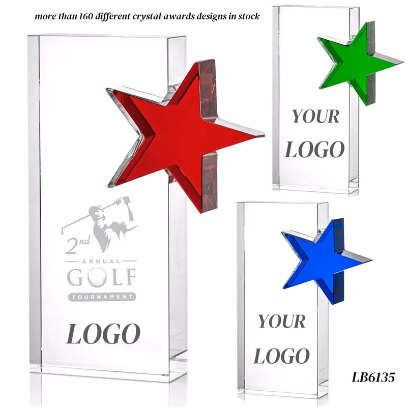 Star Crystal Award Supplier Glass Throphy Custom