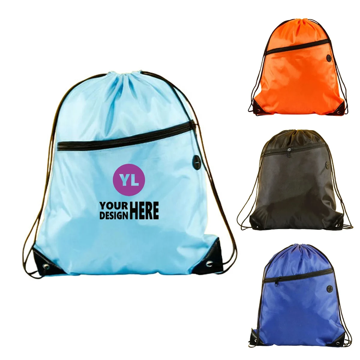 Zipper Pocket Pull String Backpack Bags 1