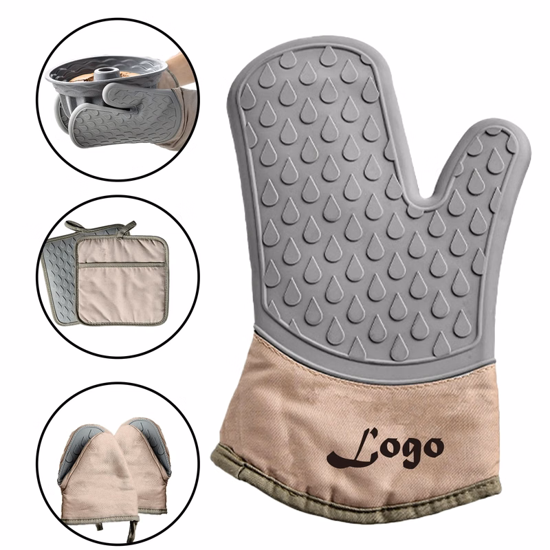 Grey Silicone Oven Mitt For Baking