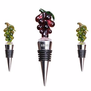 Elegant Crystal Grape Wine Cork Bottle Stopper