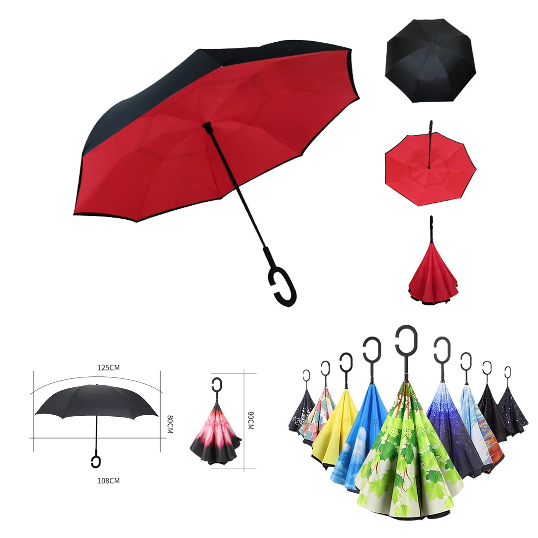 Full Color C Handle Reverse Umbrella 1