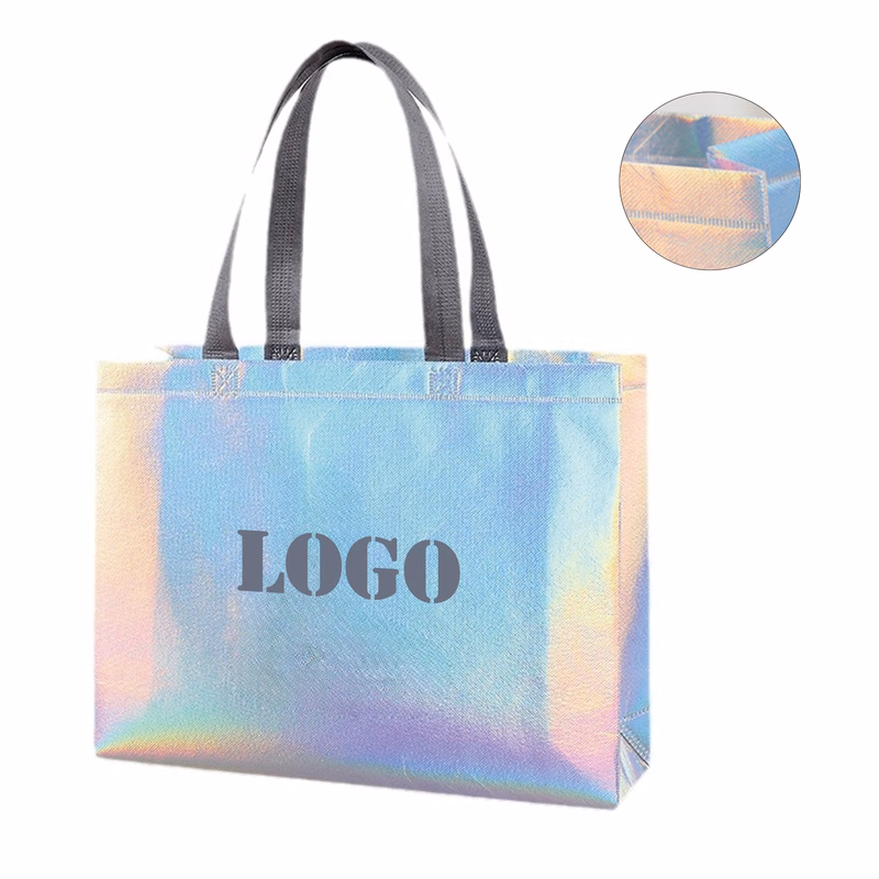 Laminated Laser Non Woven Silver Tote Bag