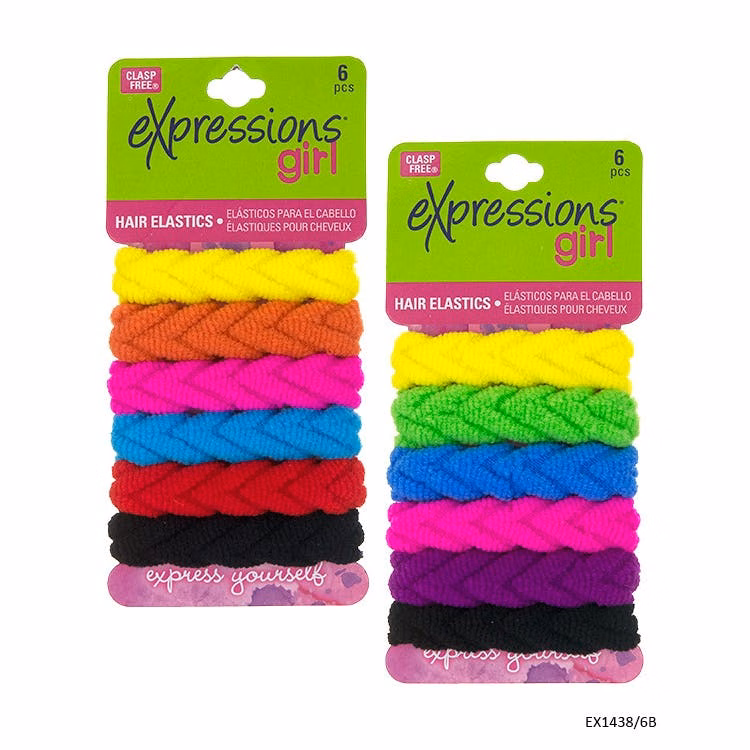 Ponytail Holders - 6 Pack Assorted Faux Braid