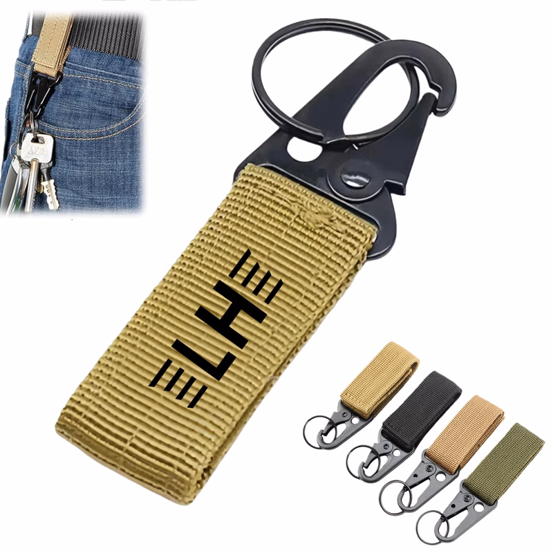 Custom Molle Tactical Webbing Strap Carabiner Keychain Clip