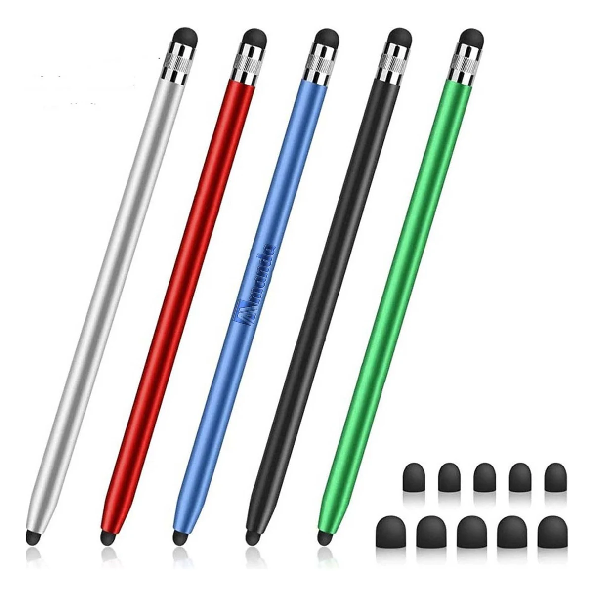 2 Head Rubber Stylus Metal Pen 1