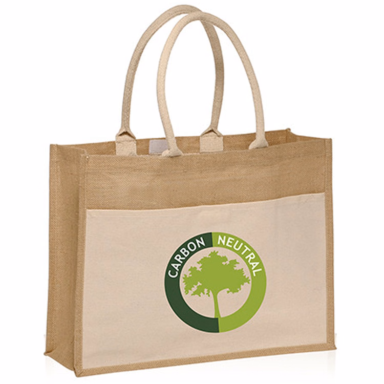 Canvas Pocket Jute Tote Bag