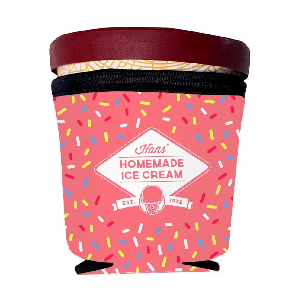 Collapsible Neoprene Ice Cream Pint Coolie - Full Color, custom koozie with logo imprint 1