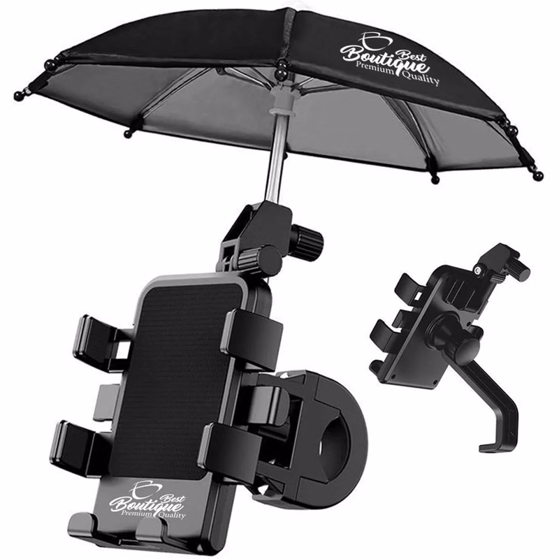 Adjustable Height Motorcycle Phone Holder with Umbrella
