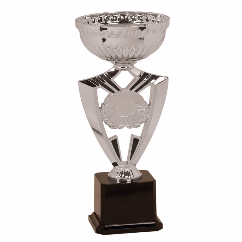 10-3/4" Silver Ribbon Cup with Plastic Base