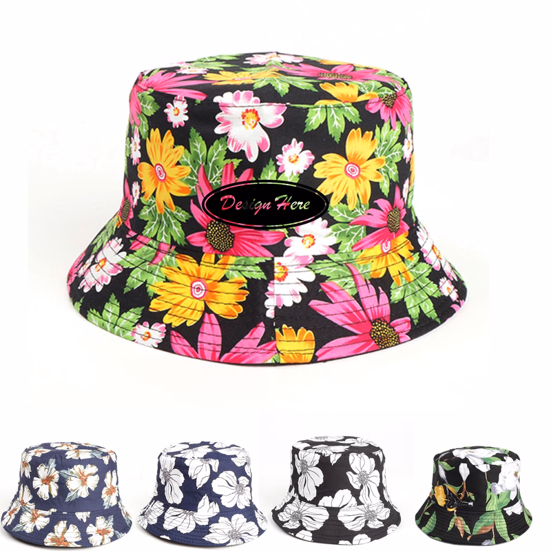 Ethnic Flower Pattern Double-Sided Colorful Bucket Hat