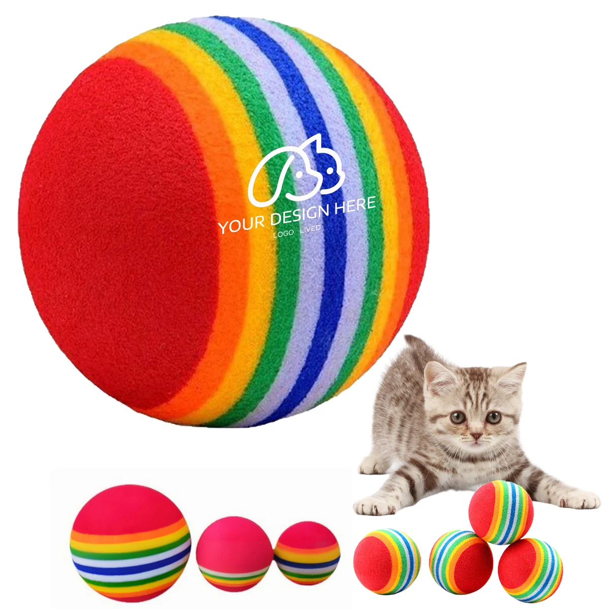 Rainbow Elastic Plastic Safe Pet Ball 1