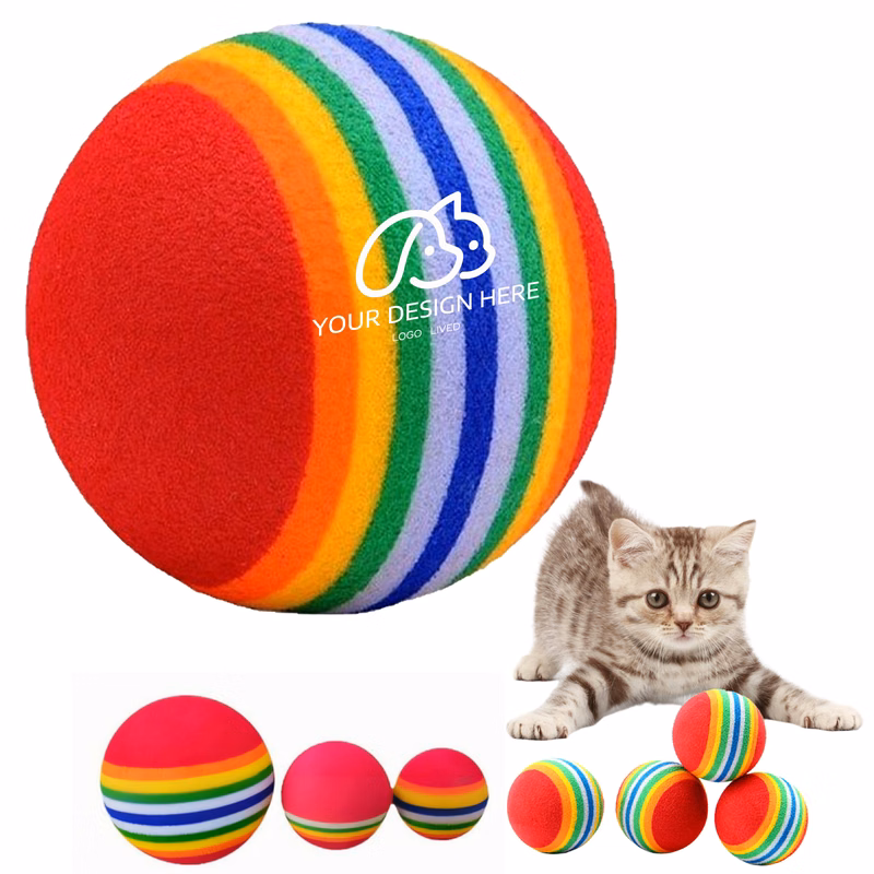 Rainbow Elastic Plastic Safe Pet Ball