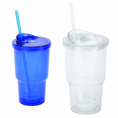 20oz Double Wall Acrylic Stadium Cup w/Straw (BPA Free)