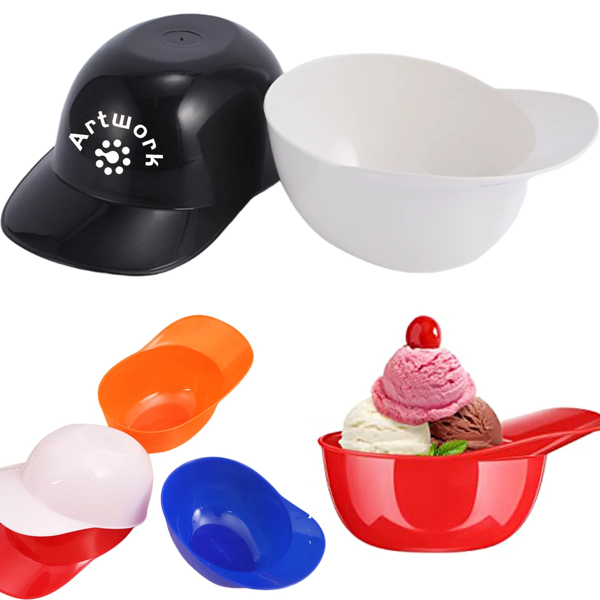 Plastic Baseball Helmet Cream Bowl 1