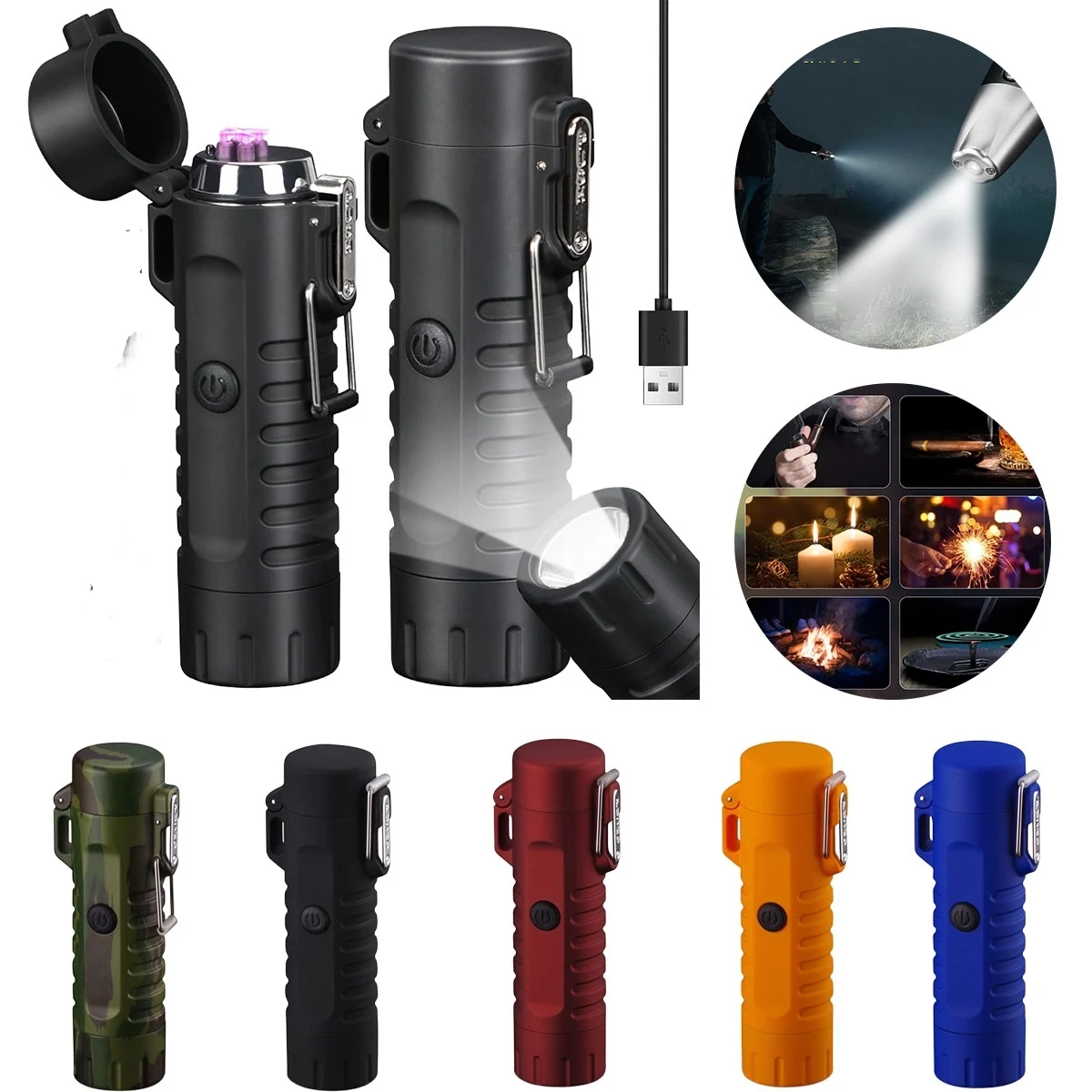 Windproof arc Lighter And LED Flashlight 1