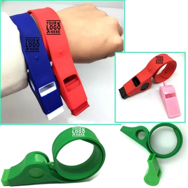 Silicone Slap Wristband With Whistle 1
