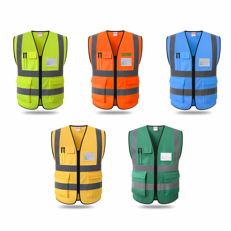 MOQ 50 Customizable Reflective Traffic Cycling Safety Vest Multi-Pocket Design