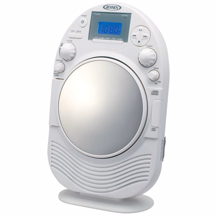 AM/FM Shower CD Radio with Fog Resistant Mirror