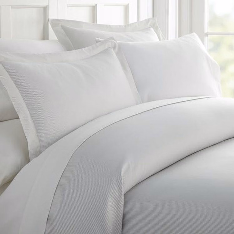 Duvet Cover Sets - Gray Pinstripe Queen 3 Piece