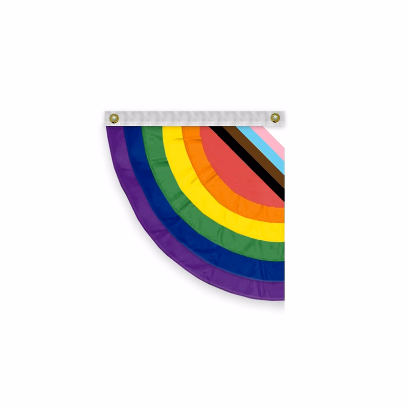 3'x3' Progressive Pride Pleated Half Fan- Left Side