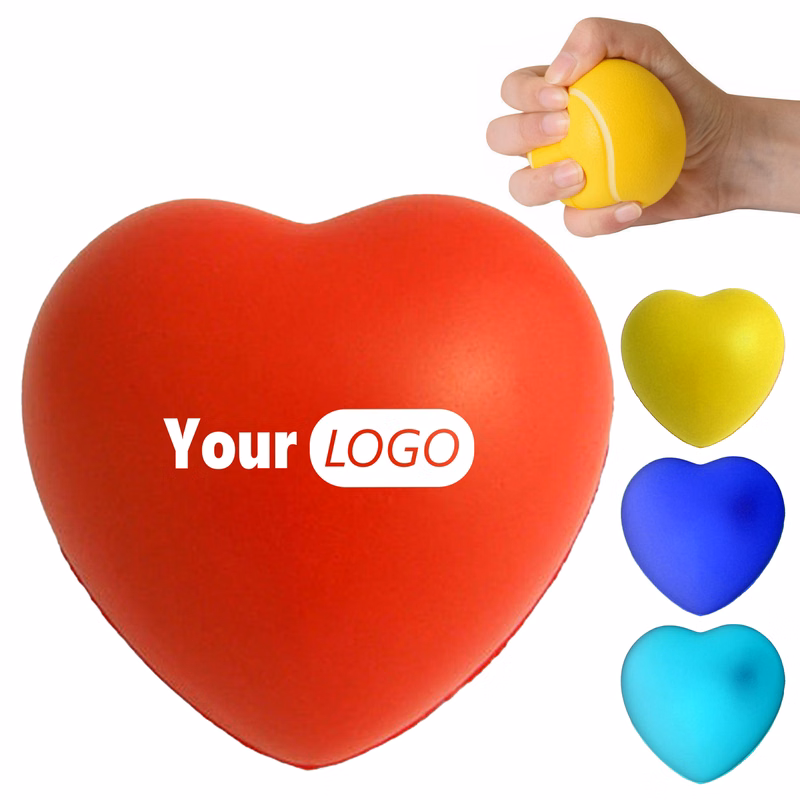 Pu Custom Heart Stress Ball For Relaxation And Branding