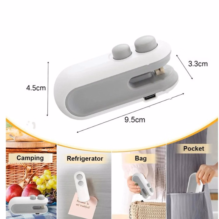 Indispensable kitchen accessory 2 In 1 Mini Bag Sealer With Blade And Magnetic Back Design