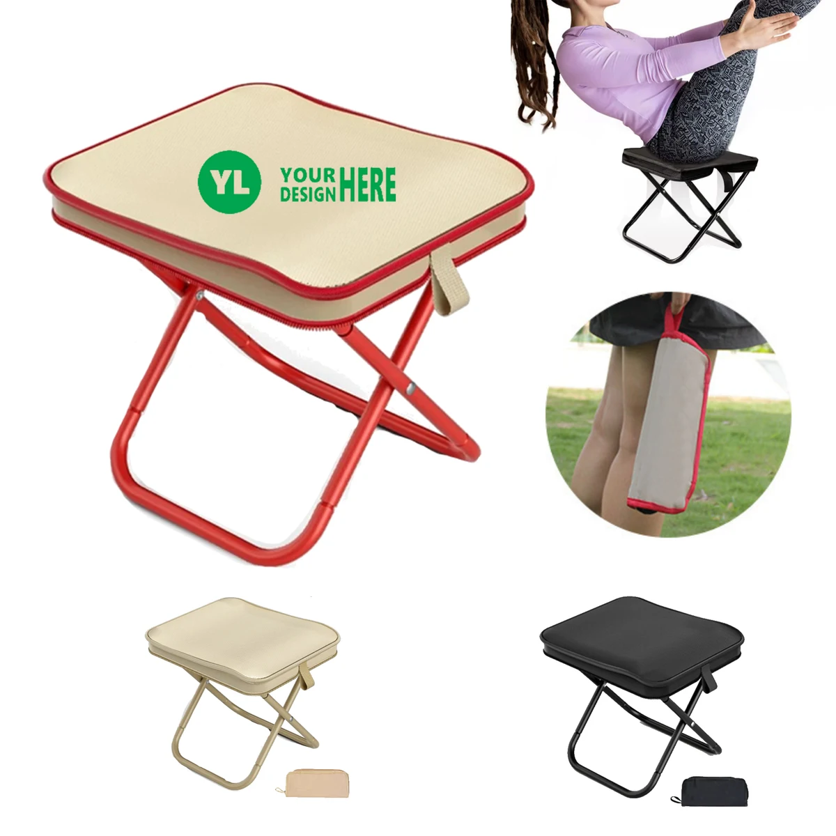 Full Color Portable Tote Bag Foldable Stool MOQ 50 1