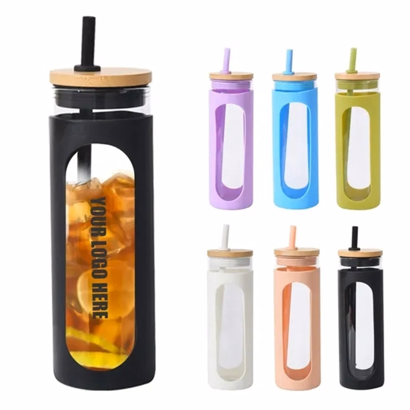 20oz Glass Water Tumble with Straw and Lid