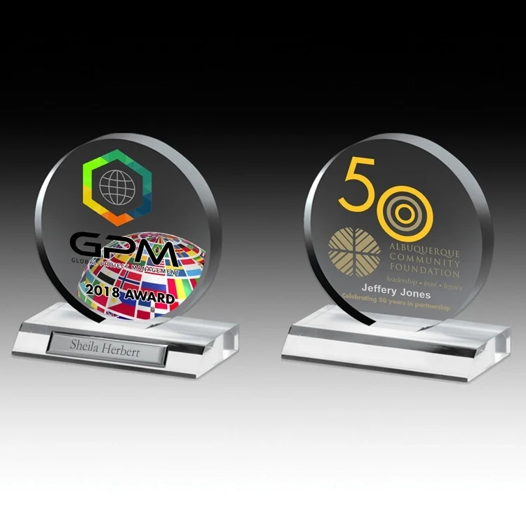 Clear Circle Award - 5" Dia - 4 Color Process 1