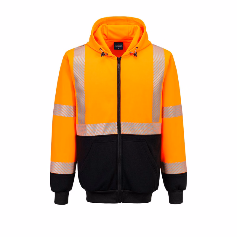 Portwest Hi-Vis Contrast Segmented Tape Zipped Hoodie