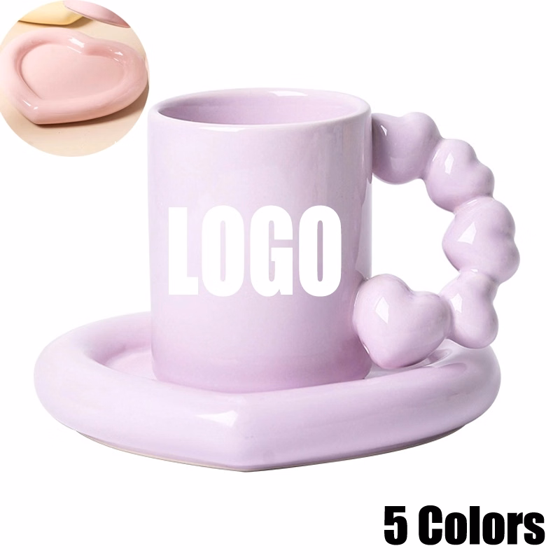 Custom 10 OZ. Ceramic Tea Cup Coffee Mug with Saucer Set