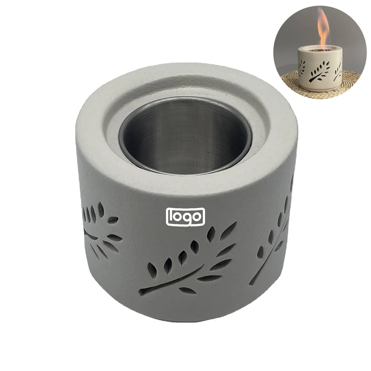 Small Portable Cement Fireplace Indoors 1