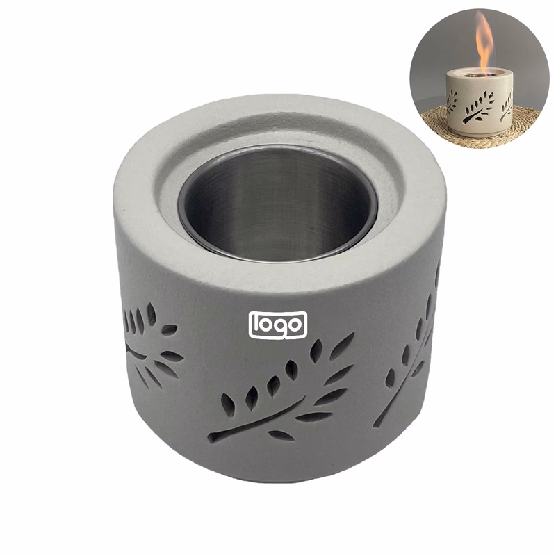 Small Portable Cement Fireplace Indoors